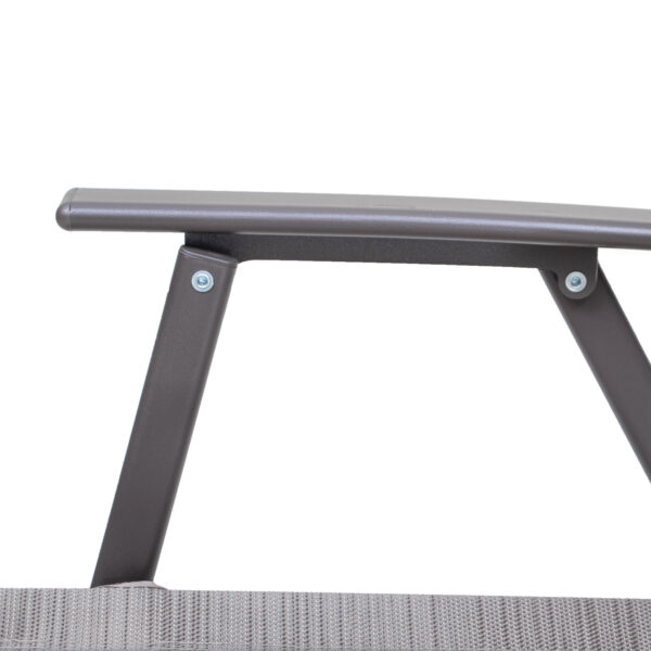 Set of Four 35" Brown Steel Sling Outdoor Folding Arm Chairs