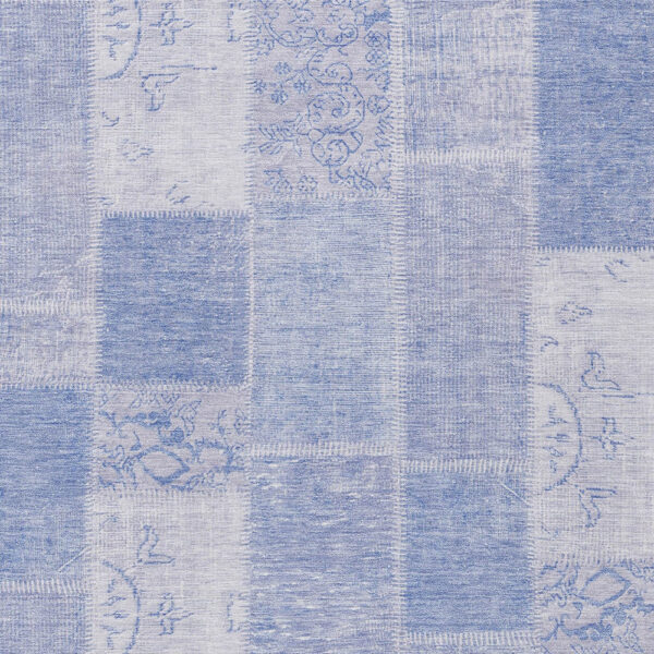 8' X 10' Sky Blue And Denim Blue Patchwork Washable Indoor Outdoor Area Rug