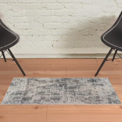 2' x 3' Gray and Beige Abstract Power Loom Area Rug