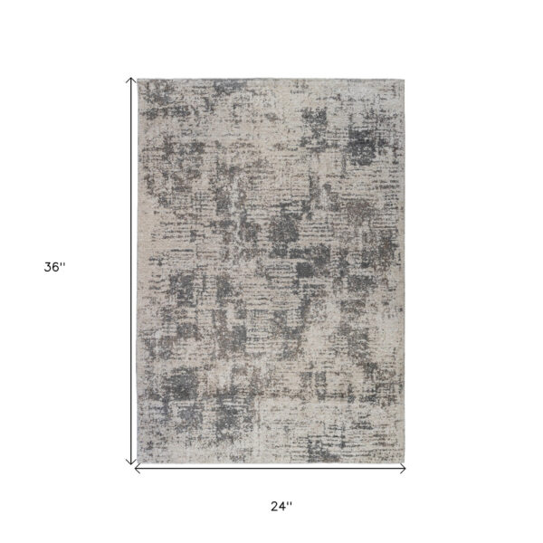 2' x 3' Gray and Beige Abstract Power Loom Area Rug