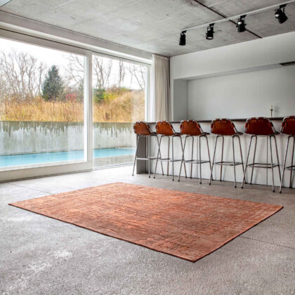 8' x 11' Orange Abstract Non Skid Area Rug