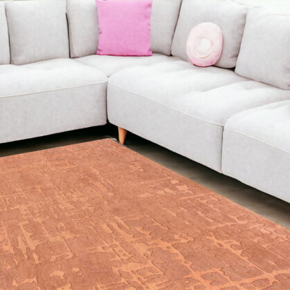 8' x 11' Orange Abstract Non Skid Area Rug