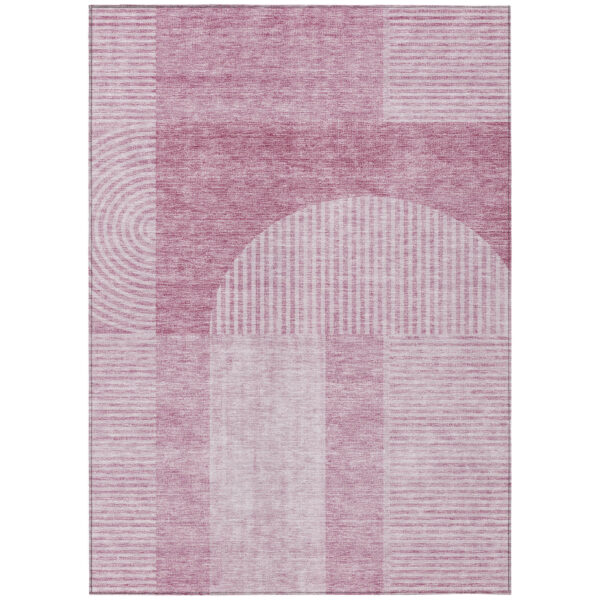 3' X 5' Blush Pink And Mauve Geometric Washable Indoor Outdoor Area Rug