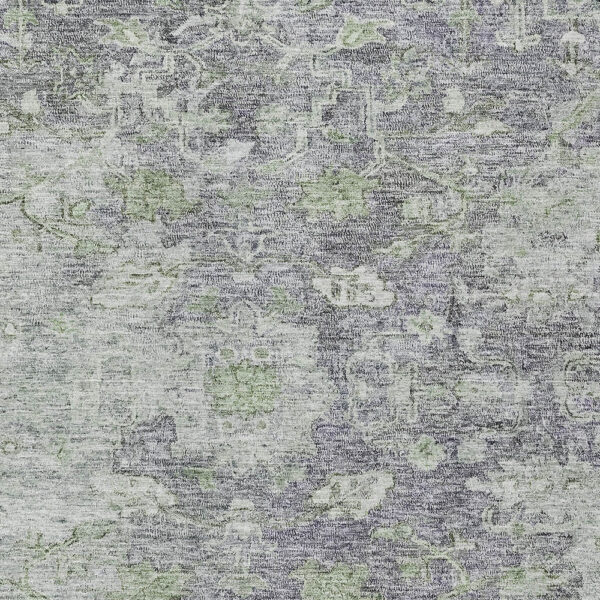 10' X 14' Plum Purple And Olive Green Oriental Washable Indoor Outdoor Area Rug