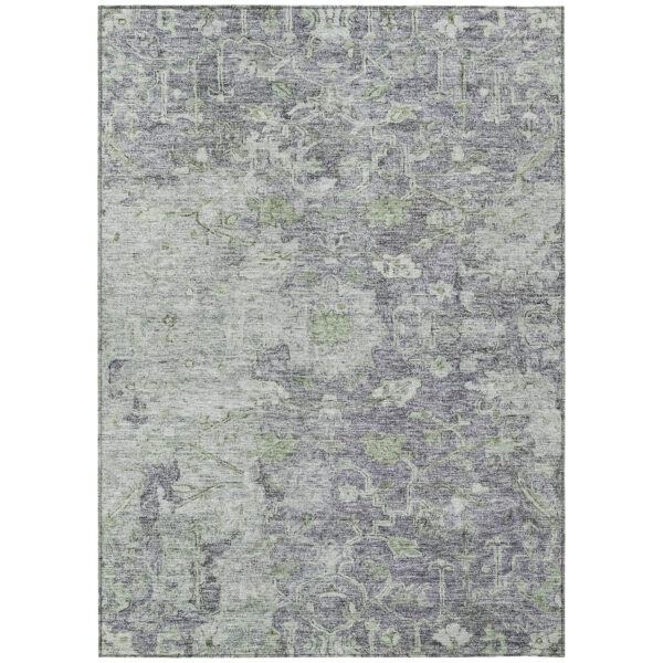 10' X 14' Plum Purple And Olive Green Oriental Washable Indoor Outdoor Area Rug