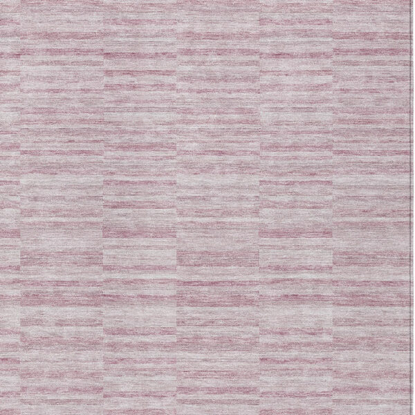 9' X 12' Blush Pink And Beige Striped Washable Indoor Outdoor Area Rug