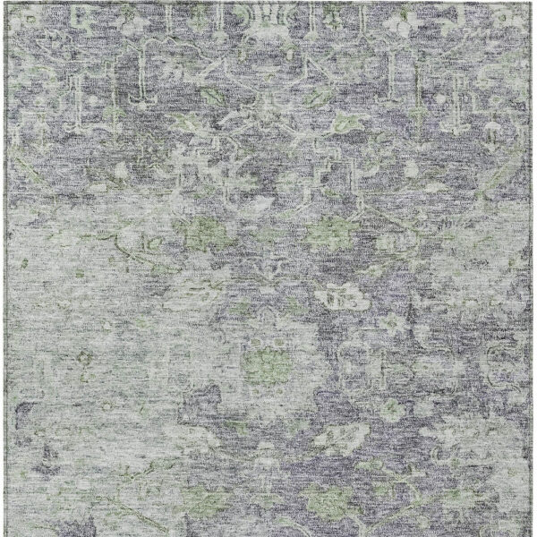 10' X 14' Plum Purple And Olive Green Oriental Washable Indoor Outdoor Area Rug