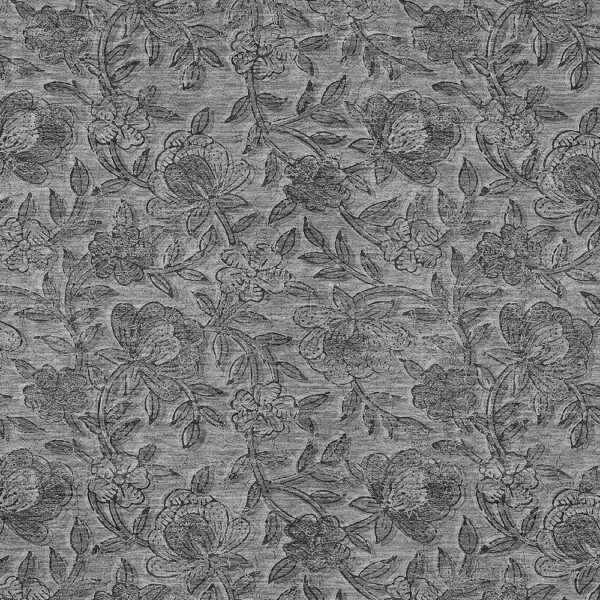 9' X 12' Gray Charcoal And Silver Floral Washable Indoor Outdoor Area Rug