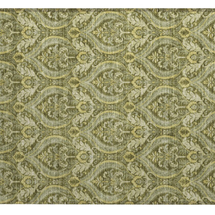 2' X 3' Green Damask Washable Non Skid Indoor Outdoor Area Rug