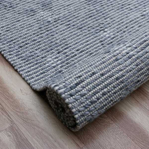10' x 14' Blue and Ivory Wool Geometric Hand Woven Area Rug