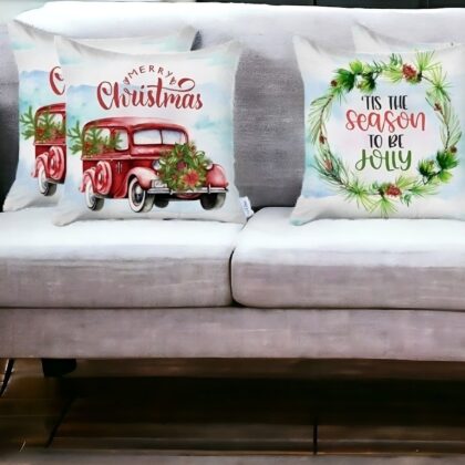Set of 4 Merry Christmas Tis the Season Thow Pillow Covers
