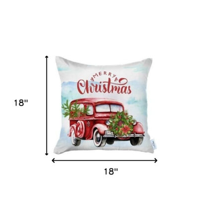 Set of 4 Merry Christmas Vintage Red Car Thow Pillow Covers