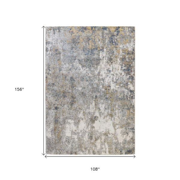 9' x 12' Blue and Yellow Abstract Power Loom Area Rug