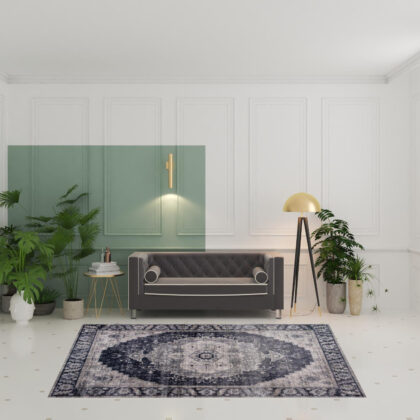 7' x 10' Black and Gray Oriental Area Rug