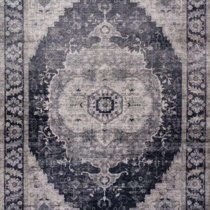 7' x 10' Black and Gray Oriental Area Rug