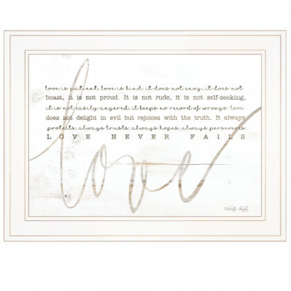 Love Never Fails 2 White Framed Print Wall Art