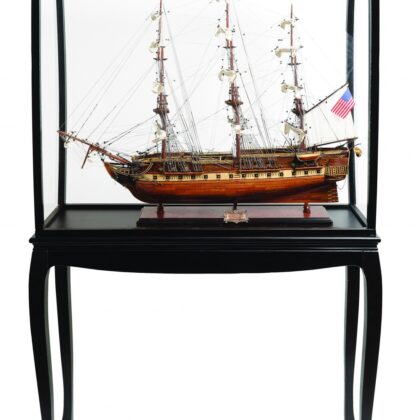 69" Wood Brown 1797 USS Constitution Large Floor Hand Painted Decorative Boat with Case