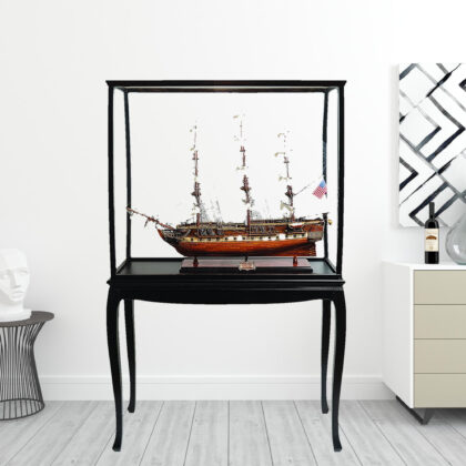 69" Wood Brown 1797 USS Constitution Large Floor Hand Painted Decorative Boat with Case
