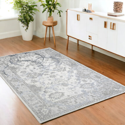 4' x 6' Gray Abstract Area Rug