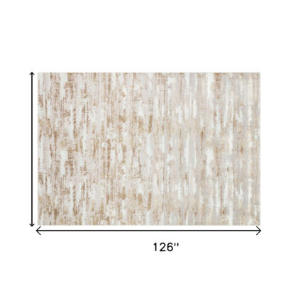 8' x 11' Beige Abstract Washable Non Skid Area Rug