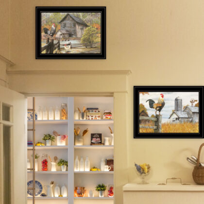 Set Of Two Down On The Farm 2 Black Framed Print Wall Art