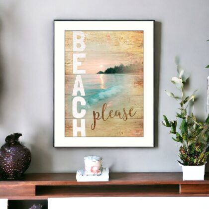Beach Please 3 White Framed Print Wall Art