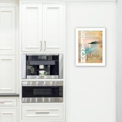 Beach Please 3 White Framed Print Wall Art