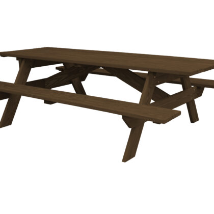 94" Dark Brown Solid Wood Outdoor Picnic Table