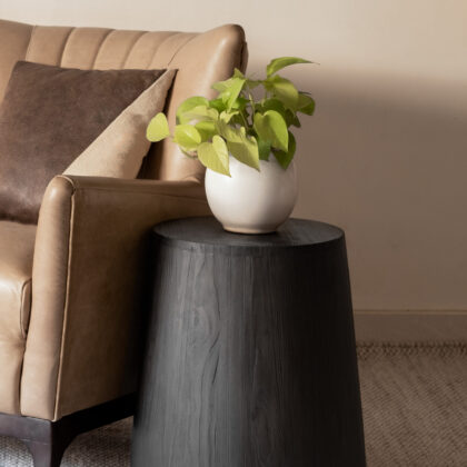 18" Ebony Solid Wood Round End Table