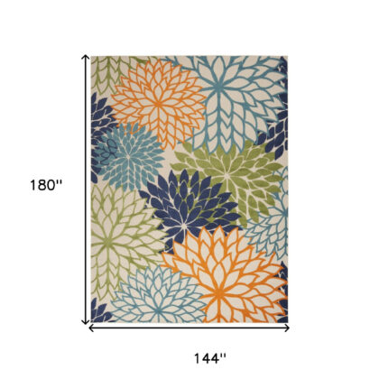 12' X 15' Blue and Green Indoor Outdoor Area Rug