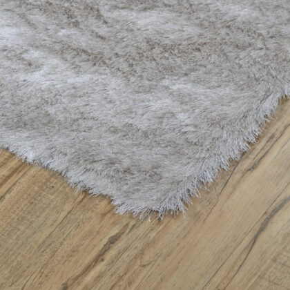 2' X 3' Gray And Silver Shag Tufted Handmade Area Rug