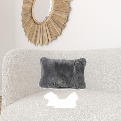 12" X 20" X 5" Gray Sheepskin  Pillow