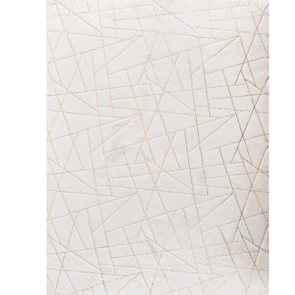 4' x 6' White and Gold Faux Fur Abstract Shag Non Skid Area Rug