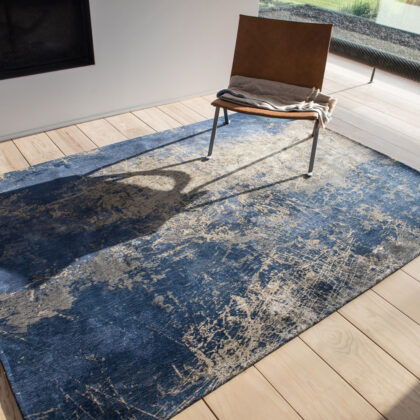 7' x 9' Blue and Gray Abstract Non Skid Area Rug