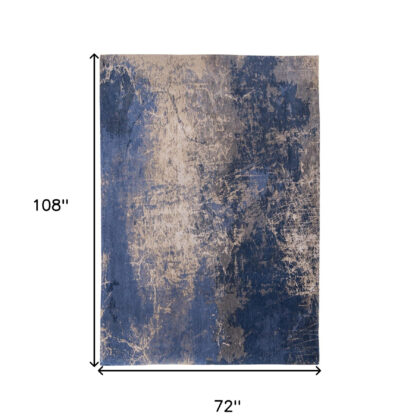 7' x 9' Blue and Gray Abstract Non Skid Area Rug