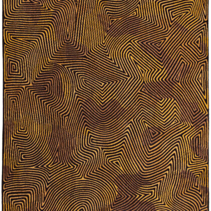 8' x 11' Black and Gold Abstract Non Skid Area Rug