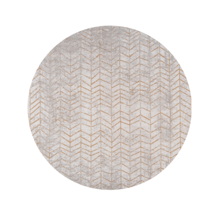 8' Gray and Yellow Round Chevron Non Skid Area Rug