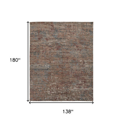 12' X 15' Red And Blue Wool Abstract Hand Knotted Area Rug