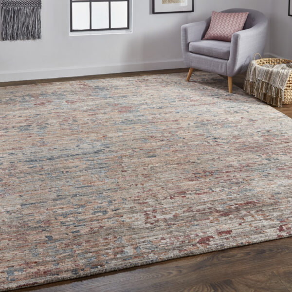 12' X 15' Red And Blue Wool Abstract Hand Knotted Area Rug