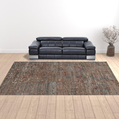 12' X 15' Red And Blue Wool Abstract Hand Knotted Area Rug
