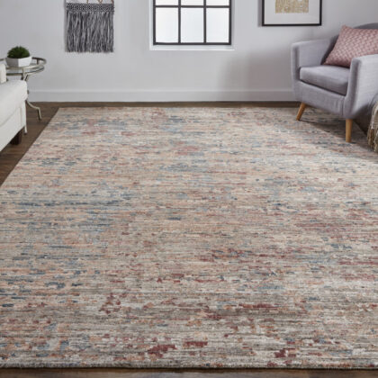 12' X 15' Red And Blue Wool Abstract Hand Knotted Area Rug