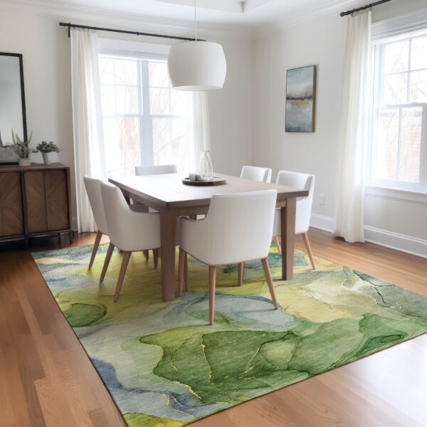 3' X 5' Yellow Abstract Washable Non Skid Indoor Outdoor Area Rug
