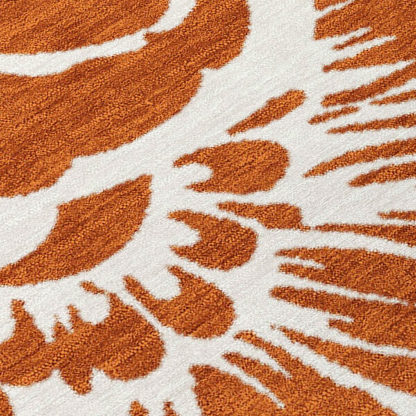2' X 8' Rust and Ivory Floral Washable Non Skid Indoor Outdoor Runner Rug