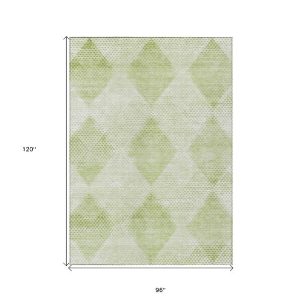 8' X 10' Mint Green Geometric Washable Non Skid Indoor Outdoor Area Rug