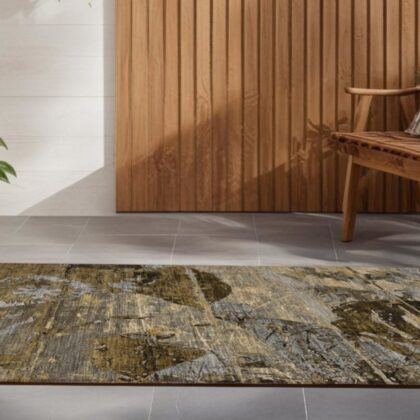 2' X 8' Brown Terracotta and Gray Abstract Washable Indoor Outdoor Runner Rug