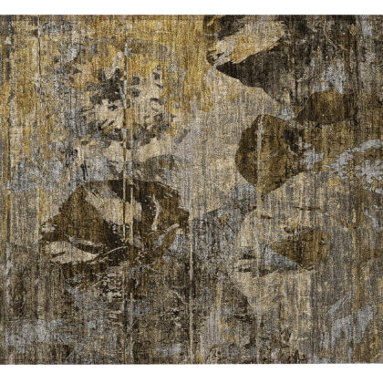 2' X 3' Brown Terracotta and Gray Floral Washable Non Skid Indoor Outdoor Area Rug