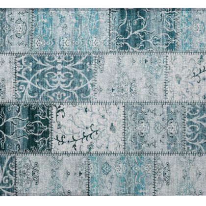 2' X 3' Teal Patchwork Washable Non Skid Indoor Outdoor Area Rug
