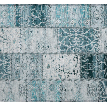 2' X 3' Teal Patchwork Washable Non Skid Indoor Outdoor Area Rug