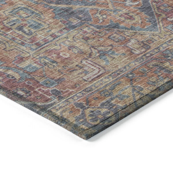 10' X 14' Red Orange and Blue Oriental Washable Non Skid Indoor Outdoor Area Rug