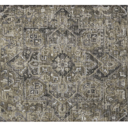 2' X 3' Taupe and Dark Taupe Oriental Washable Non Skid Indoor Outdoor Area Rug